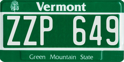VT license plate ZZP649