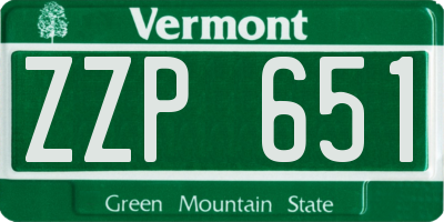 VT license plate ZZP651