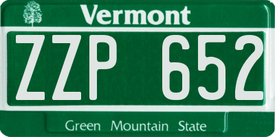 VT license plate ZZP652