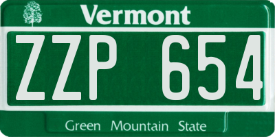 VT license plate ZZP654