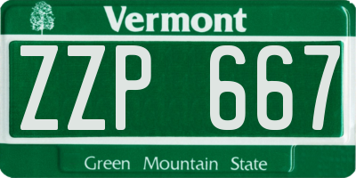 VT license plate ZZP667