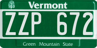 VT license plate ZZP672