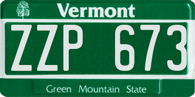 VT license plate ZZP673