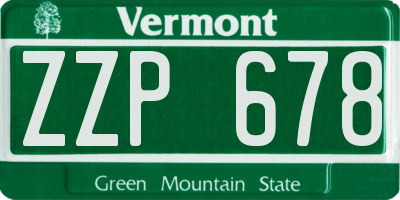 VT license plate ZZP678
