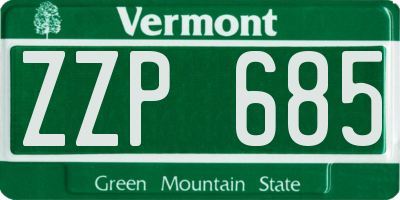 VT license plate ZZP685
