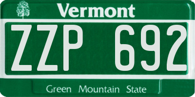 VT license plate ZZP692
