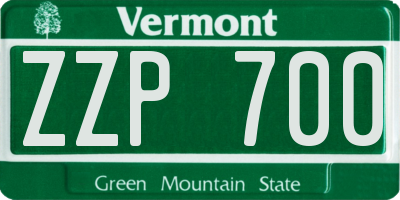 VT license plate ZZP700