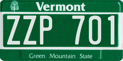 VT license plate ZZP701