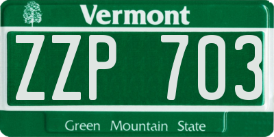 VT license plate ZZP703