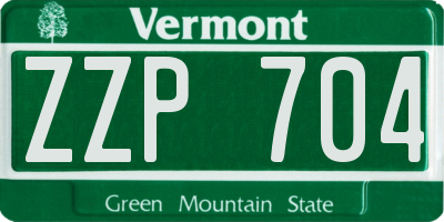 VT license plate ZZP704