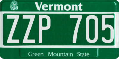 VT license plate ZZP705