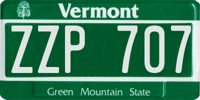 VT license plate ZZP707