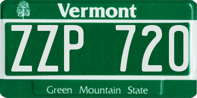 VT license plate ZZP720