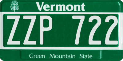 VT license plate ZZP722