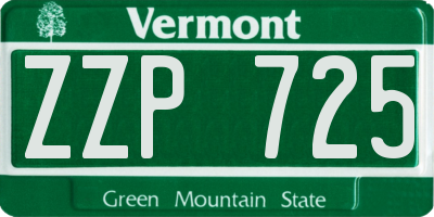 VT license plate ZZP725