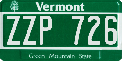 VT license plate ZZP726