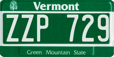 VT license plate ZZP729