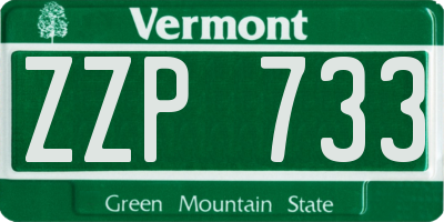 VT license plate ZZP733