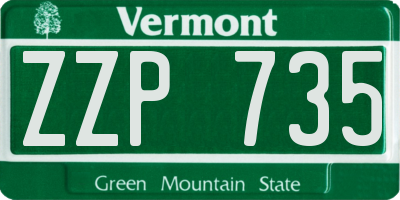 VT license plate ZZP735