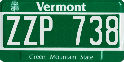VT license plate ZZP738