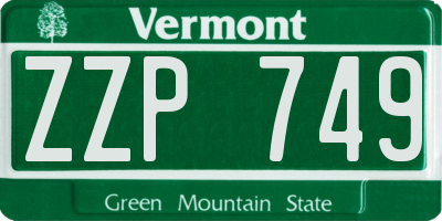 VT license plate ZZP749