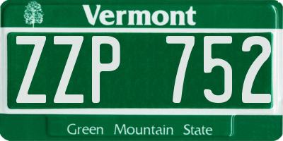 VT license plate ZZP752