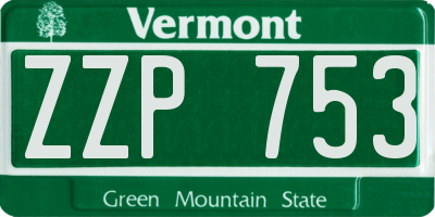 VT license plate ZZP753