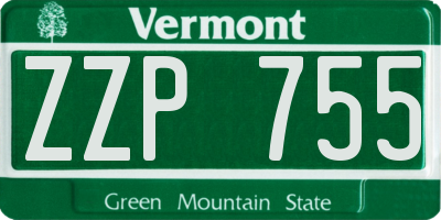 VT license plate ZZP755