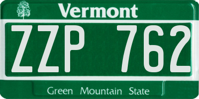 VT license plate ZZP762