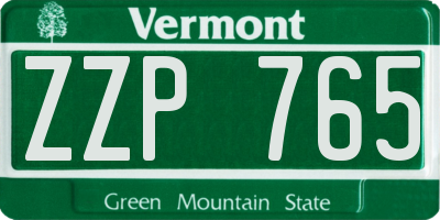VT license plate ZZP765