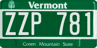 VT license plate ZZP781