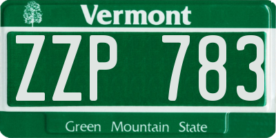 VT license plate ZZP783