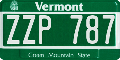 VT license plate ZZP787