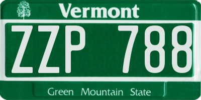VT license plate ZZP788
