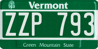 VT license plate ZZP793