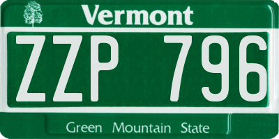 VT license plate ZZP796