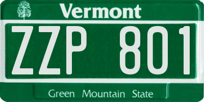 VT license plate ZZP801