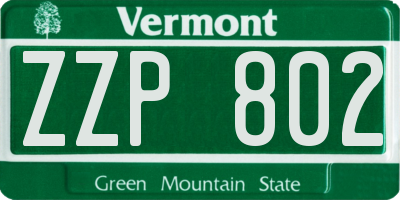 VT license plate ZZP802