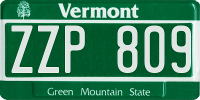 VT license plate ZZP809