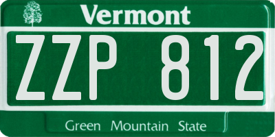 VT license plate ZZP812