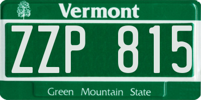 VT license plate ZZP815