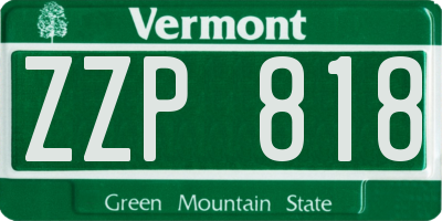 VT license plate ZZP818