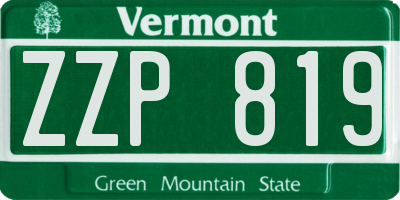 VT license plate ZZP819