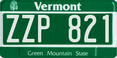 VT license plate ZZP821