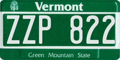 VT license plate ZZP822