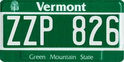 VT license plate ZZP826