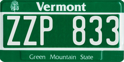 VT license plate ZZP833