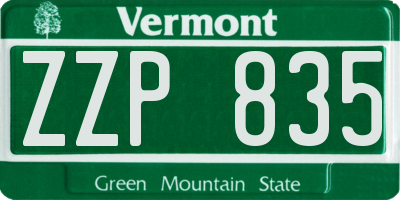 VT license plate ZZP835