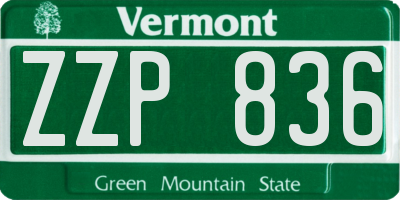 VT license plate ZZP836