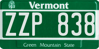 VT license plate ZZP838